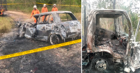 Wanita Rentung Kereta Terbakar Dalam Kemalangan