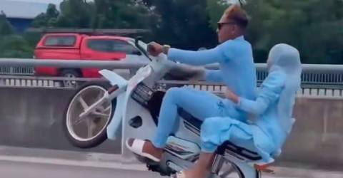 Suami Isteri Ditahan Bantu Siasatan Aksi Wheelie