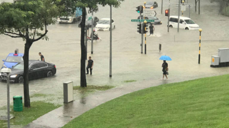 Flash floods in eastern Singapore
