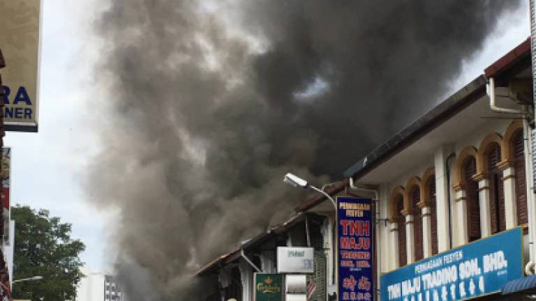 Two prewar shoplots severely damaged during fire in Lebuh Cintra
