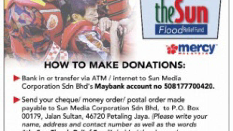 theSun thanks all M'sians who contribute to its flood relief fund