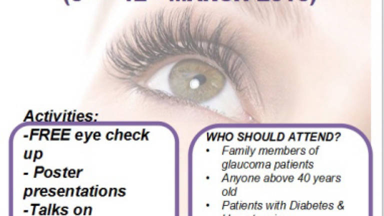 Free glaucoma screening at UMMC on 12th March