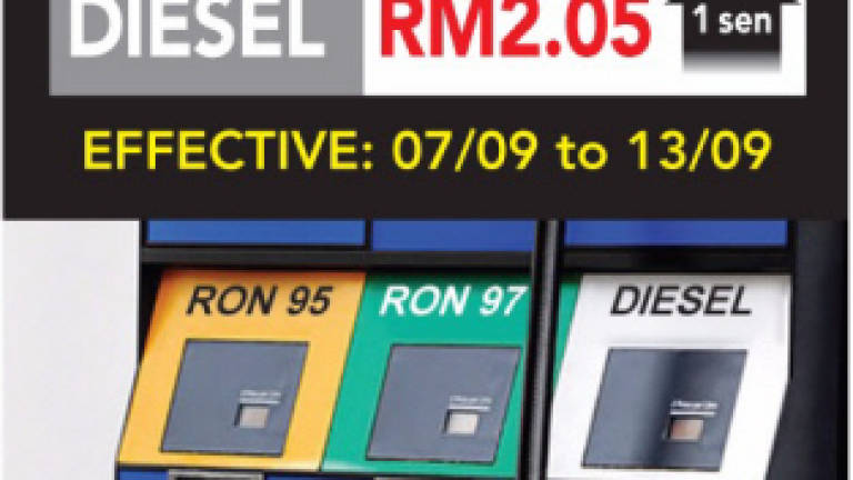Petrol prices up by 4 sen, diesel up by 1 sen