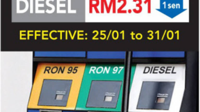 Fuel prices down by one sen