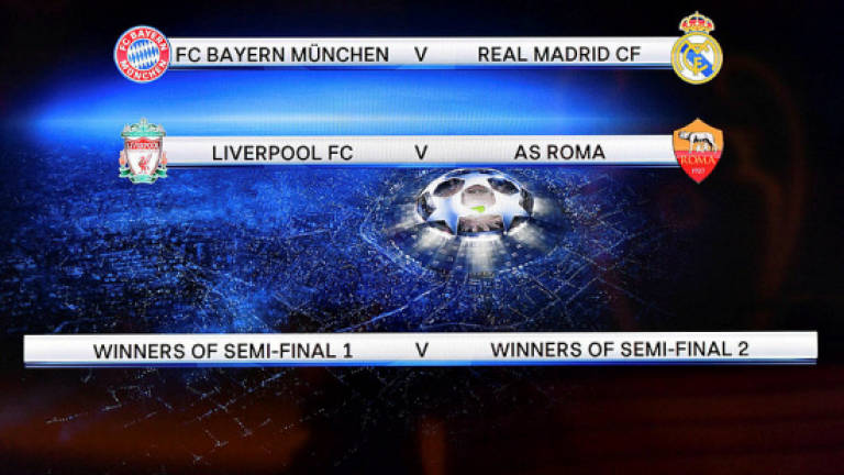 Champions League semis draw: Bayern v Real Madrid, Liverpool v Roma