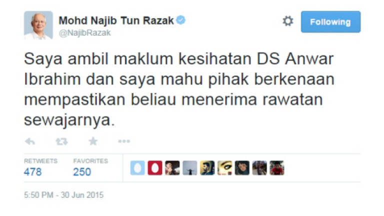 Najib: Give Anwar adequate treatment