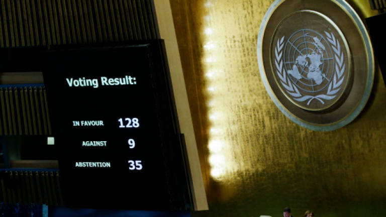 Countries that supported and abstained on UN Jerusalem vote