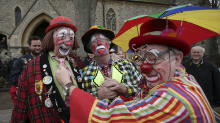 Clowns celebrate the art form's founding father in London