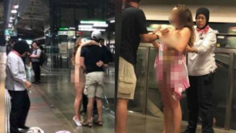 Naked woman at MRT station causes stir