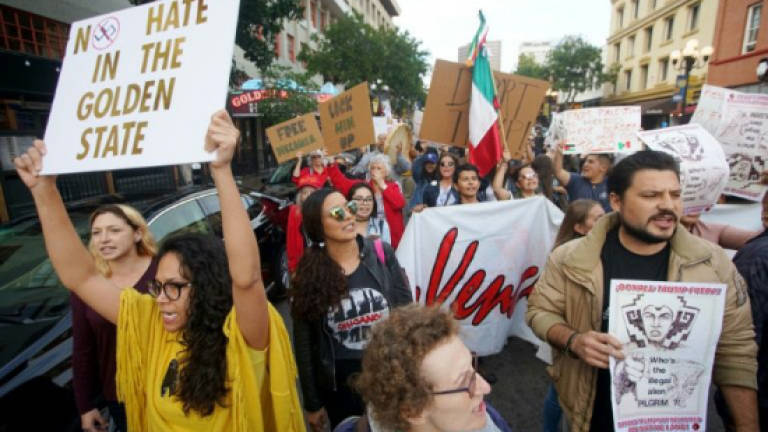 Protesters in California denounce Trump visit