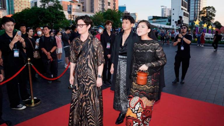 (From left) Yap, Firdaus and Mia attends HIFF for the world premiere of ‘Geng Kubur’.