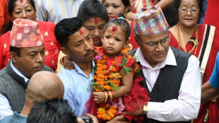 Three-year-old anointed as 'living goddess' in Nepal