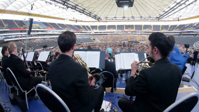 World's biggest orchestra performs in German stadium