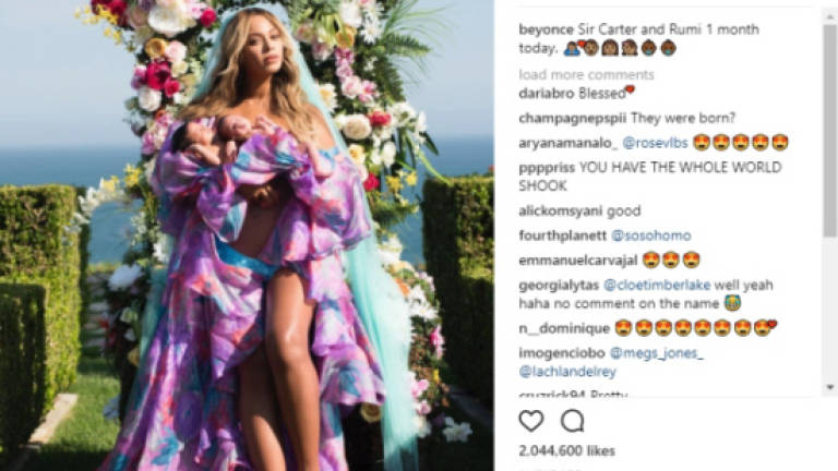 Pop star Beyonce posts first pictures of twins on Instagram