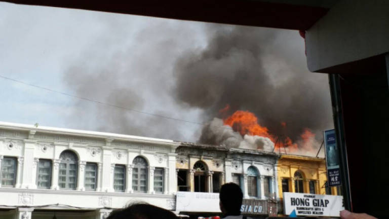Pre-war shophouses severely damaged by fire in Penang