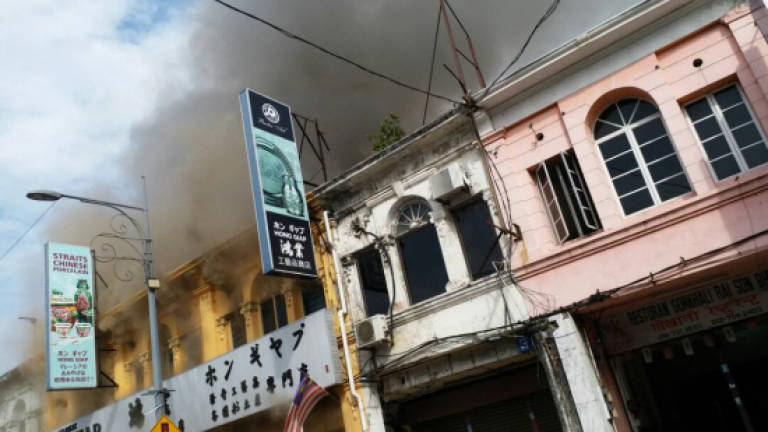 Pre-war shophouses severely damaged by fire in Penang