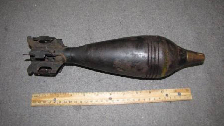 Villagers shocked to find WWII mortar bomb