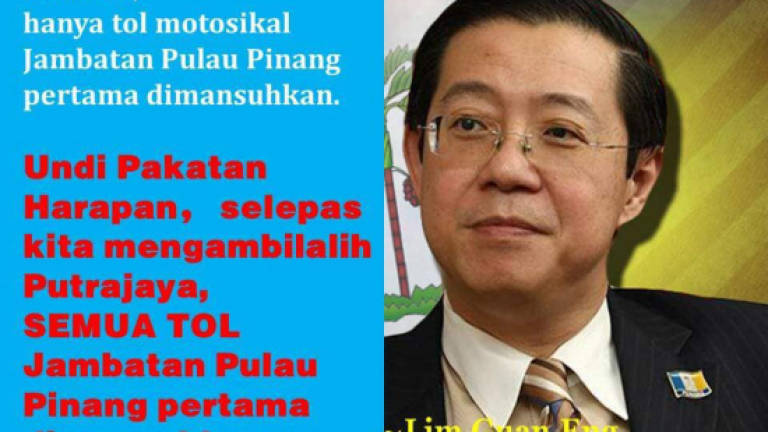 PH pledges to abolish toll charges for Penang bridge