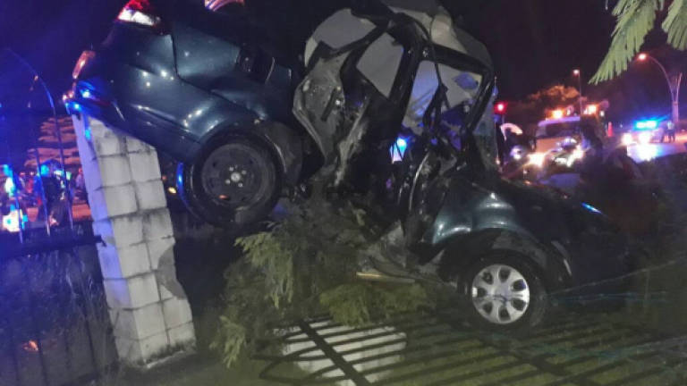 Five girls injured after car skid, crashes into building wall