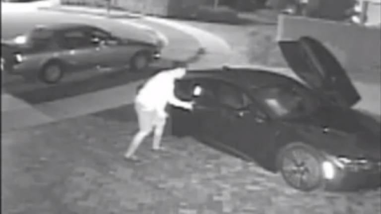 (Video) Car burglar caught with his pants down