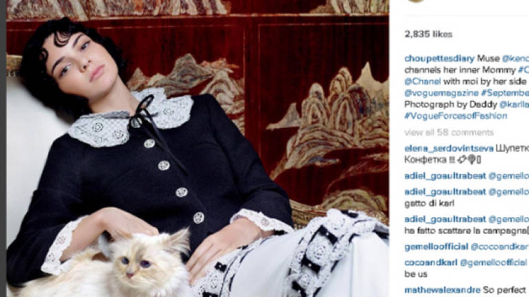 Kendall Jenner and Karl Lagerfeld's cat star in Vogue shoot