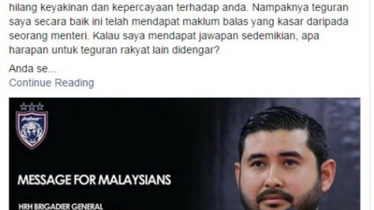 You are a Minister, not God, says Johor prince