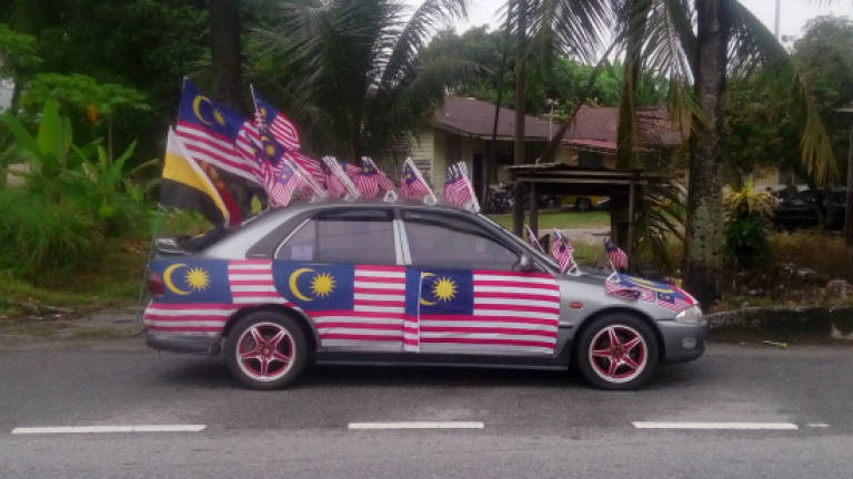 Villagers decorate cars in the spirit of patriotism
