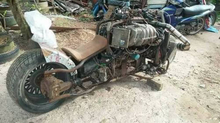 Batu Pahat welder builds motorcycle out of old car for RM1,000