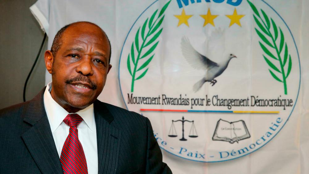 Rwandan Movement for Democratic Change MRCD-UBUMWE chairman Paul Rusesabagina speaks during a press conference in Brussels, on June 18, 2019. — AFP