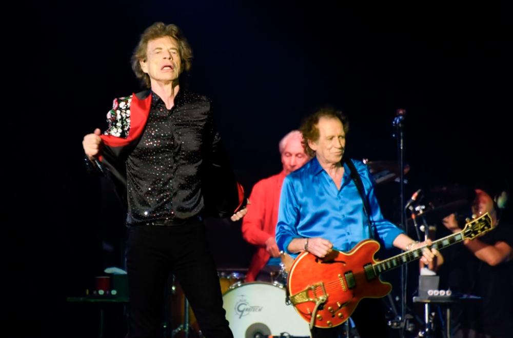 Mick Jagger, Charlie Watts and Keith Richards of The Rolling Stones perform onstage at Hard Rock Stadium on August 30, 2019 in Miami Gardens, Florida. © Michele Eve Sandberg / AFP