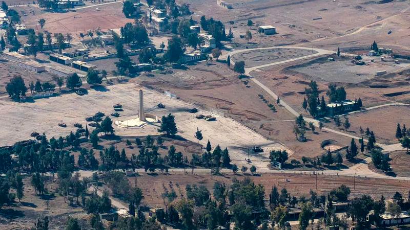 An aerial picture shows a view of a military site that was reportedly targeted in Israeli airstrikes a day earlier in the Syrian town of al-Kiswah some 13Km south of Damascus © Bakr Alkasem, AFP