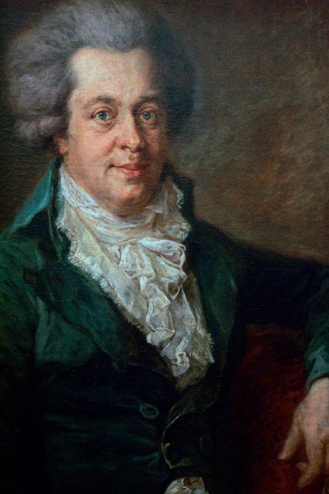 A painting of Austrian composer Wolfgang Amadeus Mozart (1756-1791) by German painter Johann Edlinger. An original score of two minuets composed by Mozart when he was just 16 will be put up for auction in Paris later this month. © AFP PHOTO JOHN MACDOUGALL