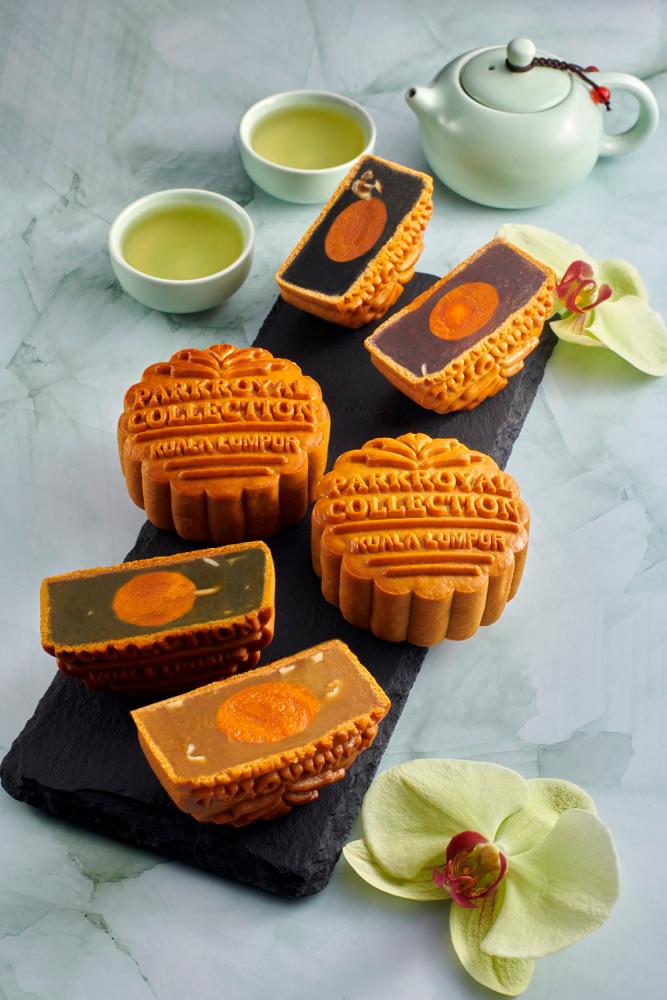 $!ParkRoyal Collection Kuala Lumpur’s mooncake flavours include black sesame lotus with single yolk, baked white lotus with purple sweet potato, baked green tea lotus with single yolk and baked yam lotus with single yolk.