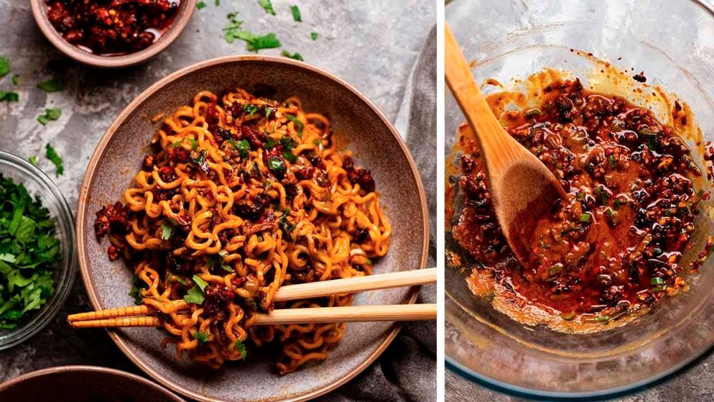 Chilli crisp noodles is a great choice for quick meals that do not compromise on flavour. – PIC FROM YOUTUBE @RECIPETIN EATS