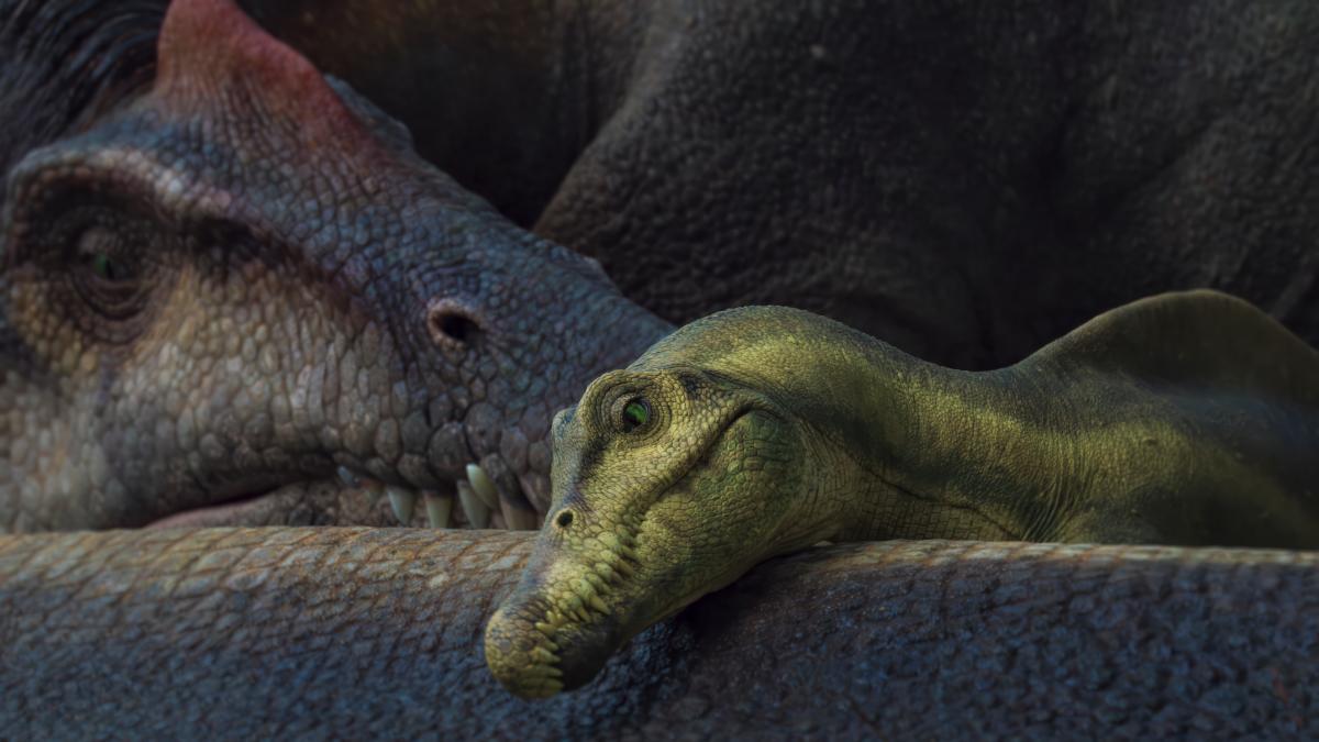 A baby Spinosaurus with its parent. — PIC COURTESY OF BBC STUDIOS