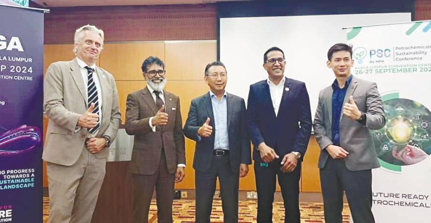 From left: Leeuwenburgh, PSC organising committee chairman Akbar Md Thayoob, Singapore Chemical Industry Council executive director Terence Koh, Shakeel and Informa Markets Malaysia deputy event director Derrick Yeow at the press conference.