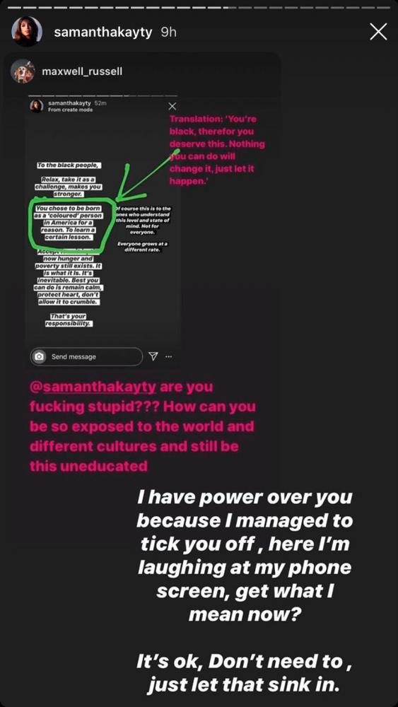 $!Ex-Miss Universe Malaysia claims black Americans can choose their skin colour