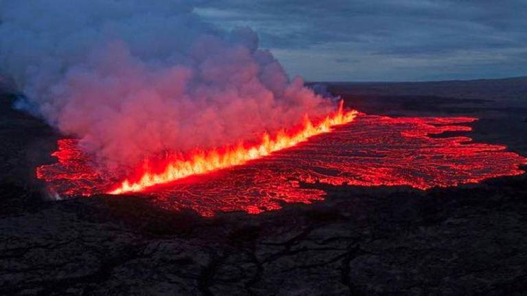 Lava emerges through a fissure following a volcano eruption near Grindavik, Reykjanes, Iceland July 16, 2025. - Hordur Kristleifsson via Civil Protection Of Iceland/Handout via REUTERSPIX