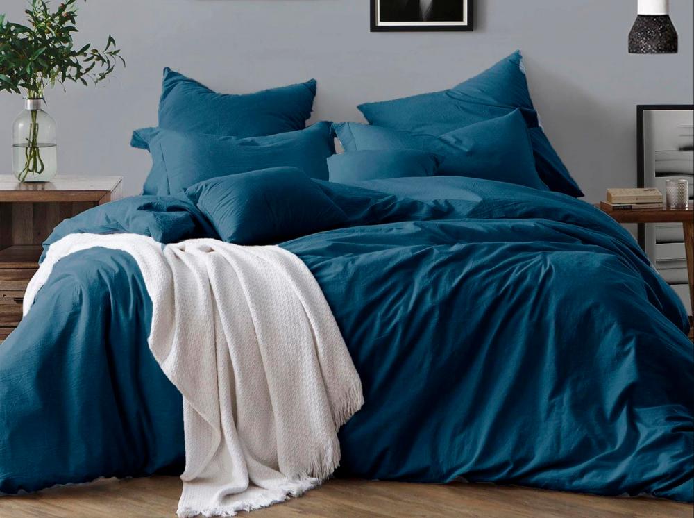 The GAIAS Bed Linen Signature Soft Cotton Sheet Set in Petrol Blue. – GAIAS