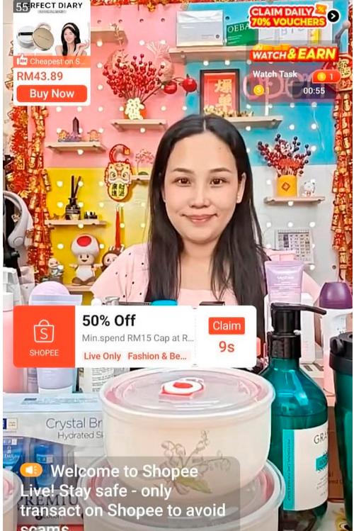 $!Shopee Affiliate Bell Hee Pek Wan said that livestreaming allows her to connect shoppers with the right products while demonstrating their quality and value in real time.
