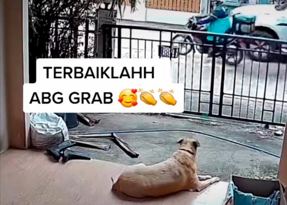 $!A screengrab from the video showing the food delivery rider leaving after completing his task. – @amypetsstore TikTok