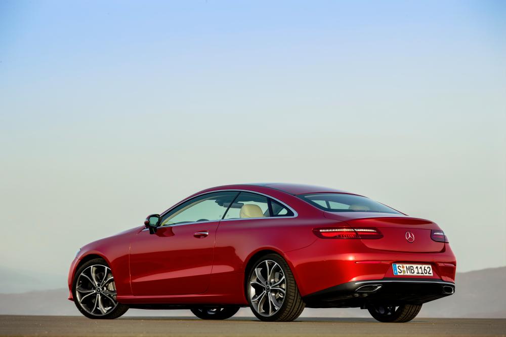 $!A 2016 E-Class Coupe ‘Avantgarde’ variant, model series C238, in designo hyacinth red metallic.