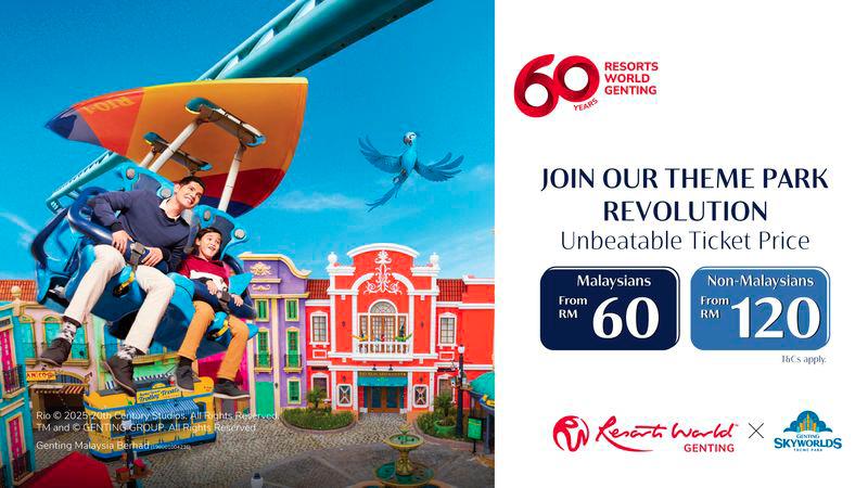 $!Resorts World Genting’s Diamond Jubilee sees SkyWorlds Theme Park tickets available for as low as RM36 from Feb 8