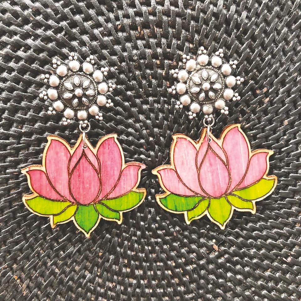 $!A pair of lotus-inspired earrings designed by Harmini. – Deeper Than Fashion