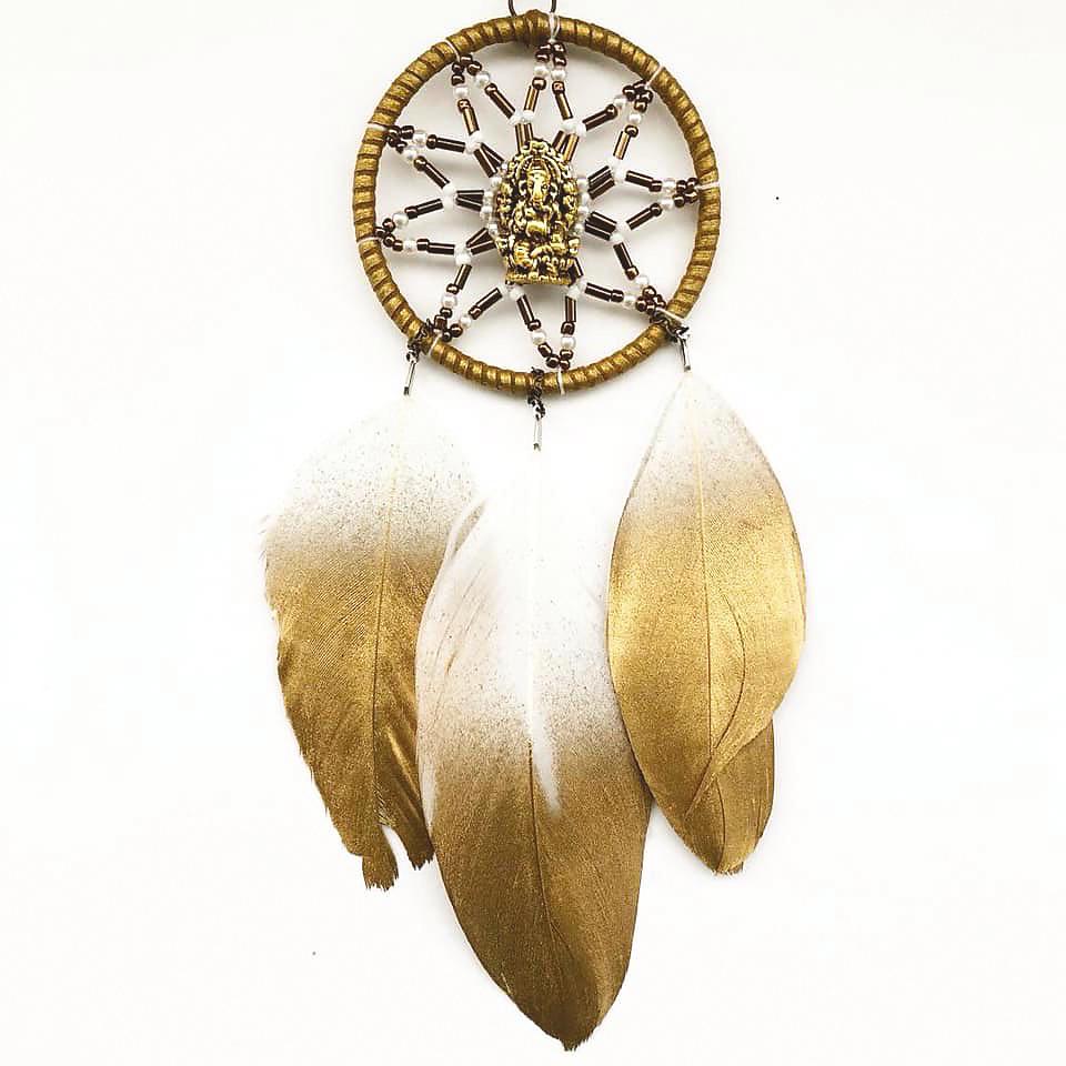 $!A pair of earrings with a dreamcatcher design and feathers. – Deeper Than Fashion