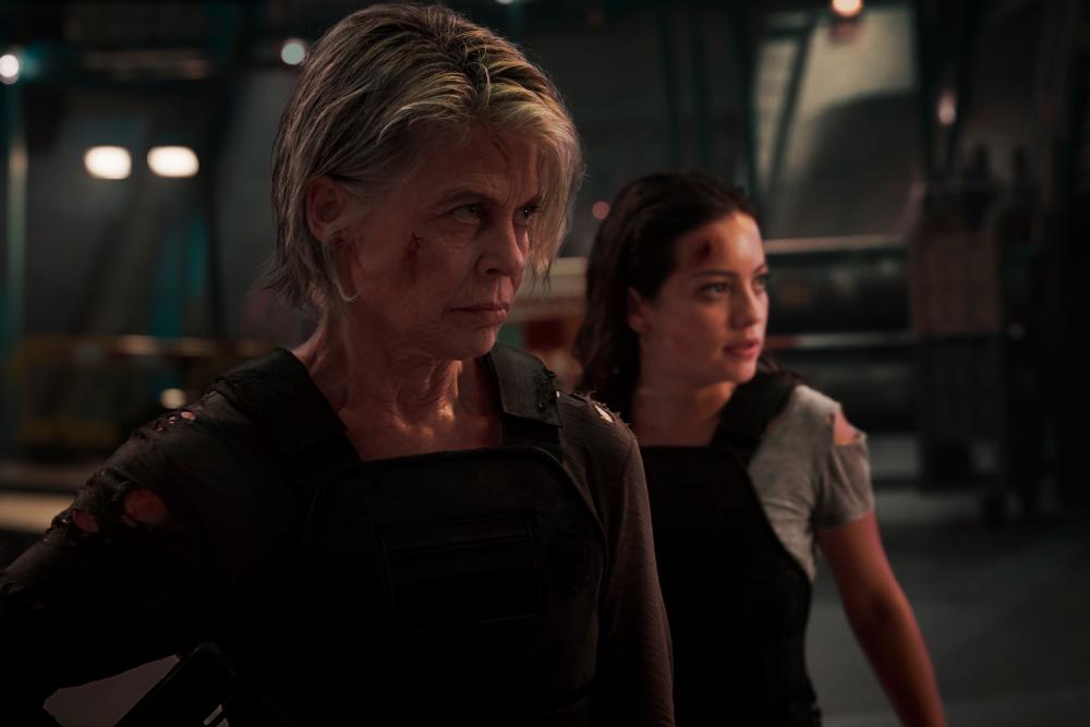 A scene from Terminator: Dark Fate with (from left) Linda Hamilton and Natalia Reyes. – PARAMOUNT PICTURES