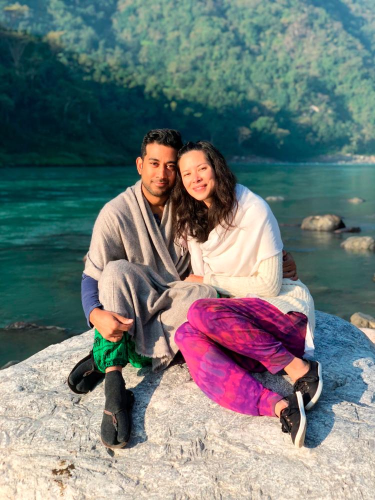 $!With fiancee Hannah Lo near the Ganges river. – COURTESY OF ASHWIN NAIR