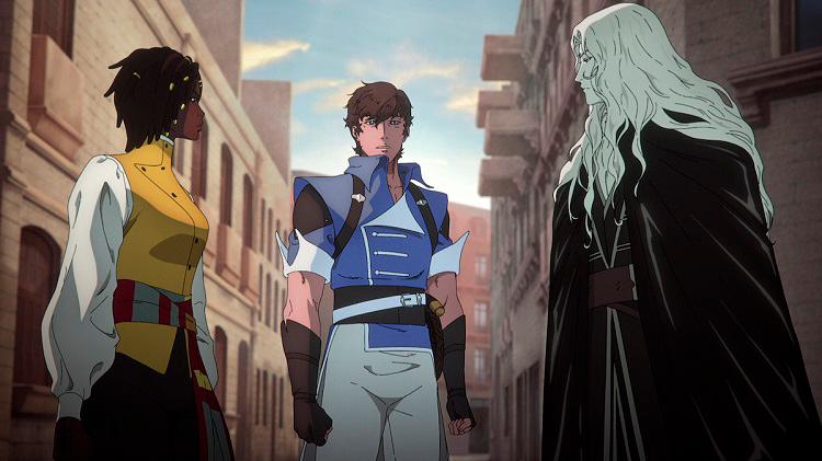 (From left) Annette, Belmont and Alucard fight to liberate France and Europe from vampires.