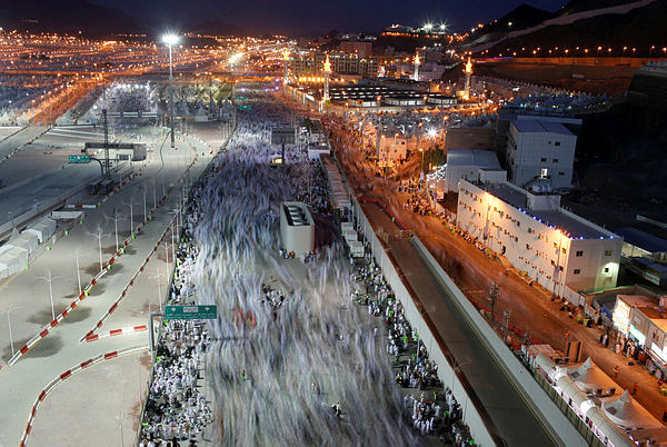 Muslim pilgrims leave casting stones at a pillar that symbolises Satan during the annual haj pilgrimage in Mena, Saudi Arabia Sept 2, 2017. — Reuters