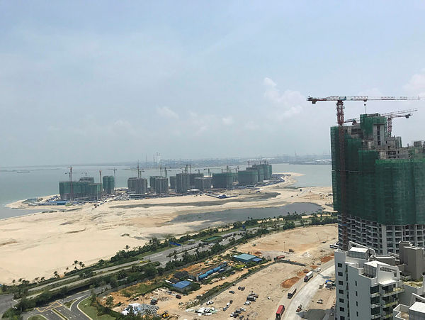 Residential buildings under construction are seen at Forest City in Johor, Aug 20, 2018. — Reuters